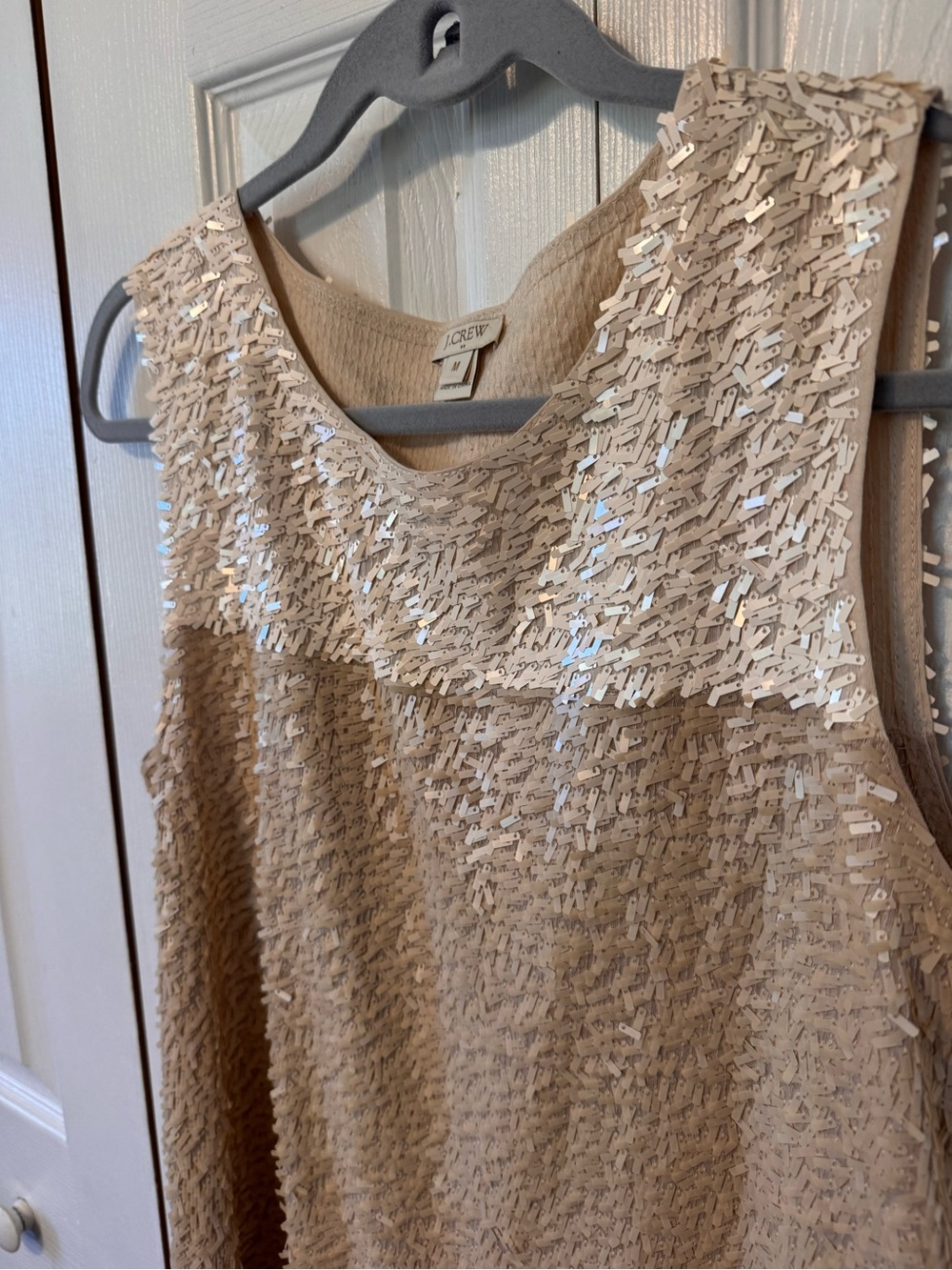 J.Crew Woman’s Size Medium Sequined Sleeveless Embellished Top Champagne - Picture 5 of 13
